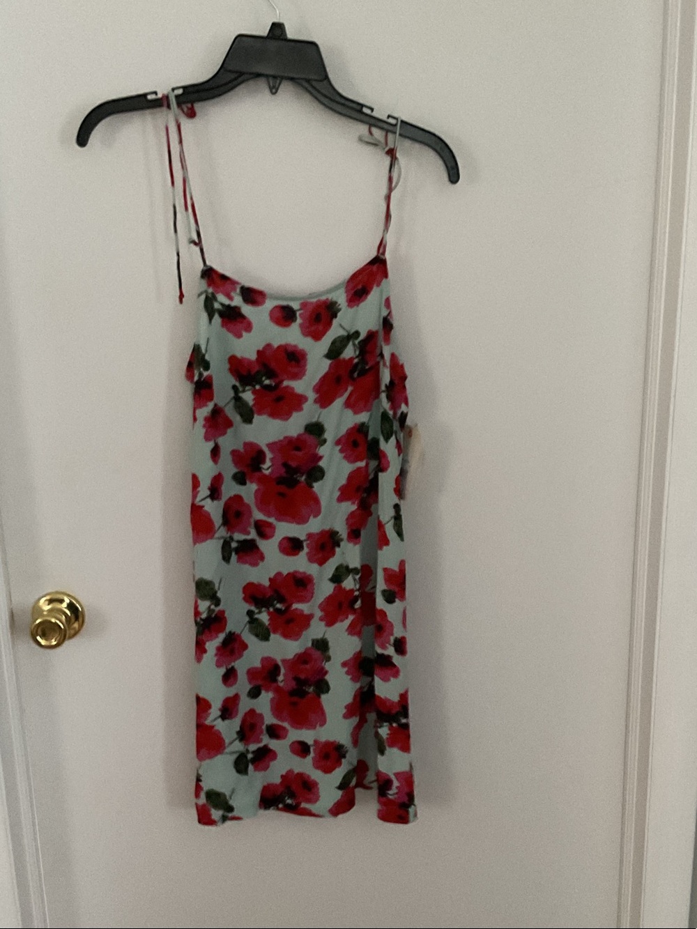 Billabong Light Blue Slip Dress with Red Floral Print